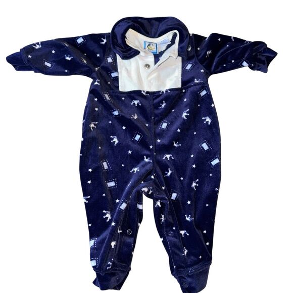 Vtg 90s Lullaby Club‎ Little Prince Bodysuit Velvet Soft Baby Boy 3-6 Months - Picture 1 of 7